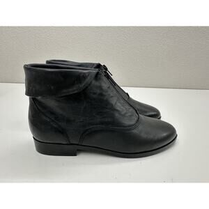 Prima Royale Womens Booties Size 7.5 M Black Leather Front Zip Vintage